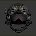 Military Tactical Helmet With Camouflage Pattern Visor And Communication Headset