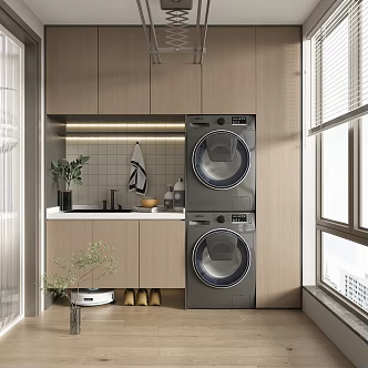 modern home balcony washing machine cabinet 3d model