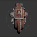 Rusted Red Industrial Metal Connector Hook With Chain And Bolt