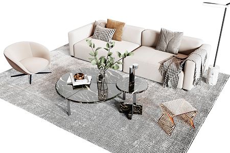 Modern Poliform Sofa Coffee Table Combination 3d model