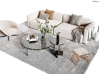 Modern Poliform Sofa Coffee Table Combination 3d model