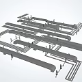 Modern Ceiling Design With Linear Structural Framework And Installation Elements