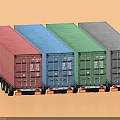 Industrial Container Trailers With Various Colors Lined Up As Heavy Duty Transport Equipment