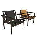 Modern Leisure Chair With Wooden Frame Leather Seat And Armrests Design