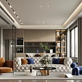 Modern Luxury Open Plan Living And Dining Room Interior With Plush Sofa And Stylish Cabinets