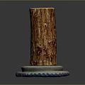 Natural Wooden Log Cylinder with Sturdy Stone Base for Decorative
