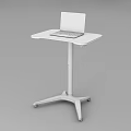 Height Adjustable White Functional Desk with Rolling Casters and Laptop on Top 3d model