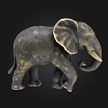 Artistic Elephant Sculpture In Walking Posture With Curled Trunk And Textured Body
