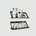 Bathroom Accessories Wall Mounted Shelves with Storage Bottles and Decorative Items