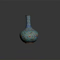 Elegant Decorative Blue Vase With Traditional Floral Patterns And Colorful Details