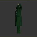 Green Long Coat Shaped Household Decorative Doll Featuring Gold Buttons And White Bow Tie