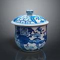Blue And White Porcelain Lidded Jar With Traditional Floral Patterns For Daily Use