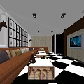 Modern KTV Interior Design With Brown Sofa Coffee Table And TV Screen