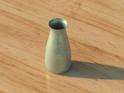 Light Green Vase Placed On Wooden Floor With Natural Texture And Smooth Surface 3d model