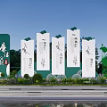 Incorrupt Government Rule of Law Theme Sculpture with Upright White Panels Green Decorations and Lotus