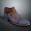 Fashionable Purple Suede Ankle Boots With Leather Straps And Red Lining
