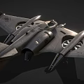 Futuristic Black Fighter Jet 3D Render Featuring Multiple Engines And Unique Wing Design 3d model