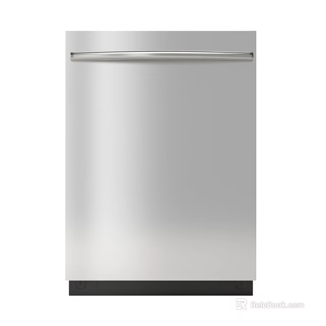 Stainless Steel Modern Dishwasher With Sleek Surface And Handle For Kitchen 3d model 