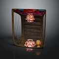 Wooden Display Shelf With Colorful Top Decorative Ceramic Jars And Small Yellow Decor