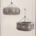 Elegant Modern Circular Chandeliers With Metal Frame And Fringed Illuminated Shades