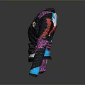 Unique Colorful Cropped Jacket with Mesh Panel and Patchwork Printed Sleeves
