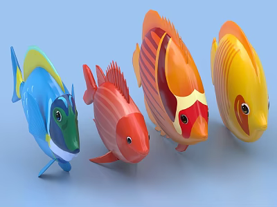 Colorful Tropical Fish Displaying Bright Blue Red Orange And Yellow Hues 3d model