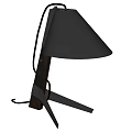 Black Table Lamp With Conical Shade Tripod Base And Modern Minimalist Design