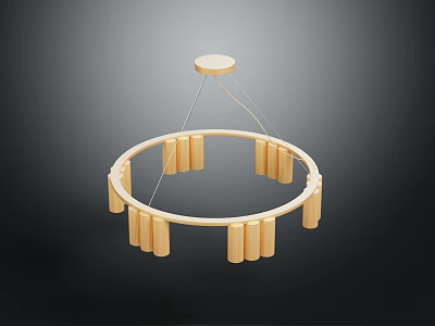 Modern Round Wooden Hanging Furniture With Vertical Slats And Circular Frame 3d model