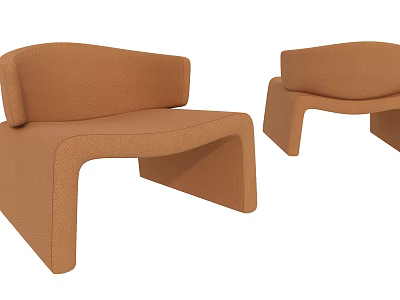 Modern Brown Fabric Single Seater Sofas with Minimalist Unique Design 3d model