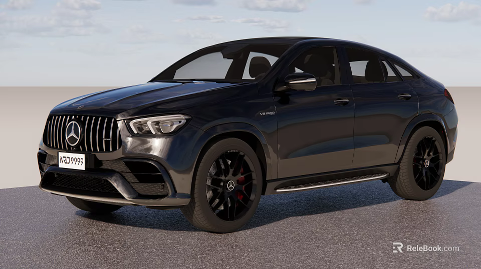 Black Mercedes Coupe Style SUV With Sporty Design And Red Brake Calipers 3d model 