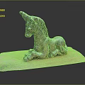 Artistic Reclining Unicorn Metal Sculpture Carving On Wooden Base