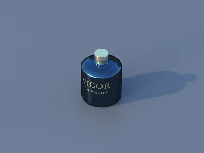 Elegant Dark Blue Perfume Bottle With Silver Cap For Cosmetics Fragrance 3d model