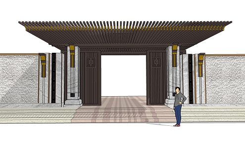 new chinese style gate 3d model