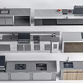Modern Public Kitchen Facilities With Countertops Cabinets Sinks And Grill Layouts