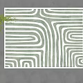 Stylish Modern Square Rug In Green And White With Interlocking Curved Patterns 3d model