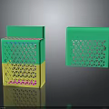 Electronic Appliance Organizer Storage Box With Green Yellow Triangular Hollow Design 3d model