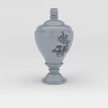 Technology Exhibition Hall Showcasing Gray Decorative Jar With Floral Patterns And Ornate Base