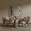 Modern Living Room Interior With Round Table Beige Brown Armchairs And Wall Artwork