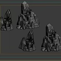 Rock Scenery Components With Green And Gray Irregular Shapes And Detailed Textures
