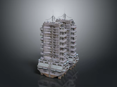 Detailed Multi Storey Architectural Model Featuring Balconies And Intricate Structural Design 3d model