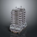 Detailed Multi Storey Architectural Model Featuring Balconies And Intricate Structural Design 3d model