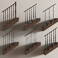 American Stair Handrail Metal Column Solid Wood Column 3d model