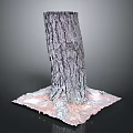 Tree Stump With Rough Bark Texture On Square Base And Surrounding Soil Debris 3d model