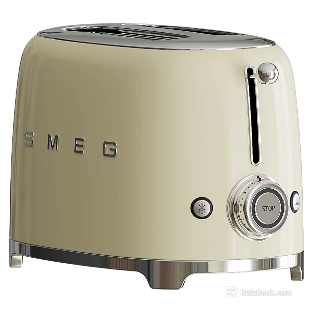 Smeg Cream Toaster with Modern Design and Stainless Steel Accents as Stylish Kitchen Appliance 3d model 