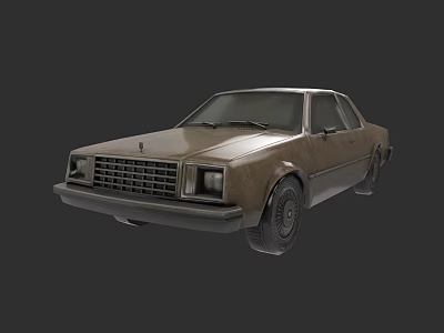 Old Brown Two Door Car With Rusty Aged Body And Vintage Classic Design 3d model