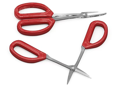 Red Handled Scissors With Stainless Steel Blades For Daily Cutting Tasks 3d model
