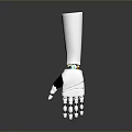 White Robotic Mechanical Arm With Detailed Joints Colorful Wrist Band And Reflective Surface