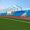 School Stadium Design With Green Football Field Red Running Track And Blue Green Seats 3d model