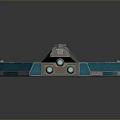 Futuristic Blue Spaceship Model With Orange Accents And Multi Deck Structure