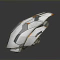 Futuristic Streamlined White Mechanical Object With Orange Accents And Gray Details